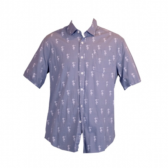Tiki Girl Blue Hawiian Cotton Short sleeve Shirt - Picture 1 of 3